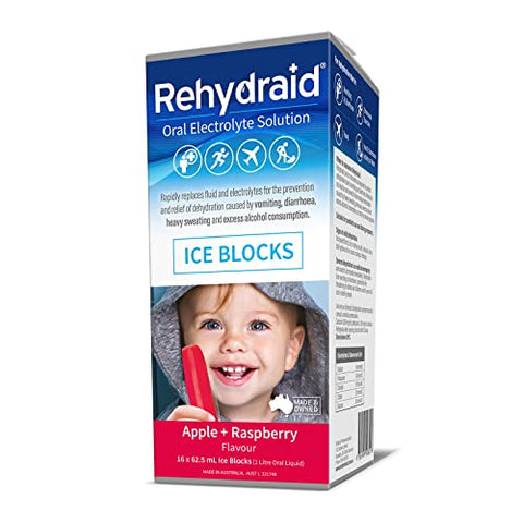 Rehydraid Electrolyte Apple & Raspberry Flavoured Ice Blocks 16PK