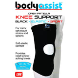 Body Assist Sports Elastic Slip-on Knee Support Open Patella