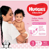 Huggies Ultra Dry Nappies Girls Size 3 (6-11kg) 90 Pack