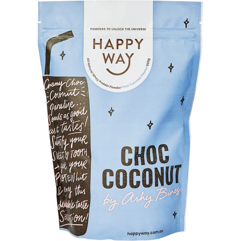 HAPPY WAY Ashy Bines Whey Protein Powder Choc Coconut 500g