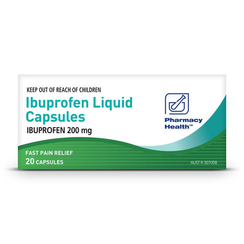 Pharmacy Health IBUPROFEN 200MG LIQUID 20 CAPSULES