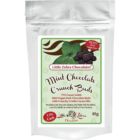 LITTLE ZEBRA CHOCOLATES Dark Chocolate Crunch Buds Mint 85g