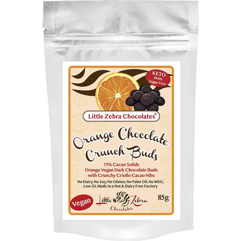 LITTLE ZEBRA CHOCOLATES Dark Chocolate Crunch Buds Orange 85g