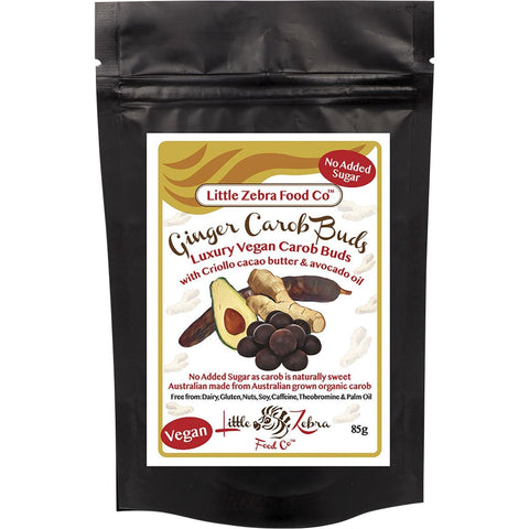 LITTLE ZEBRA CHOCOLATES Carob Buds Ginger 85g